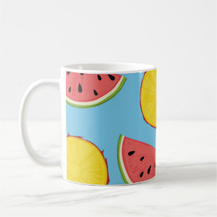 Summer pattern with pineapple and watermelonart,ba coffee mug