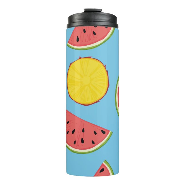Summer pattern with pineapple and watermelonart,ba thermal tumbler (Front)
