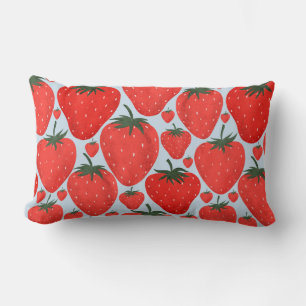 Summer pattern with strawberries isolated on light lumbar pillow