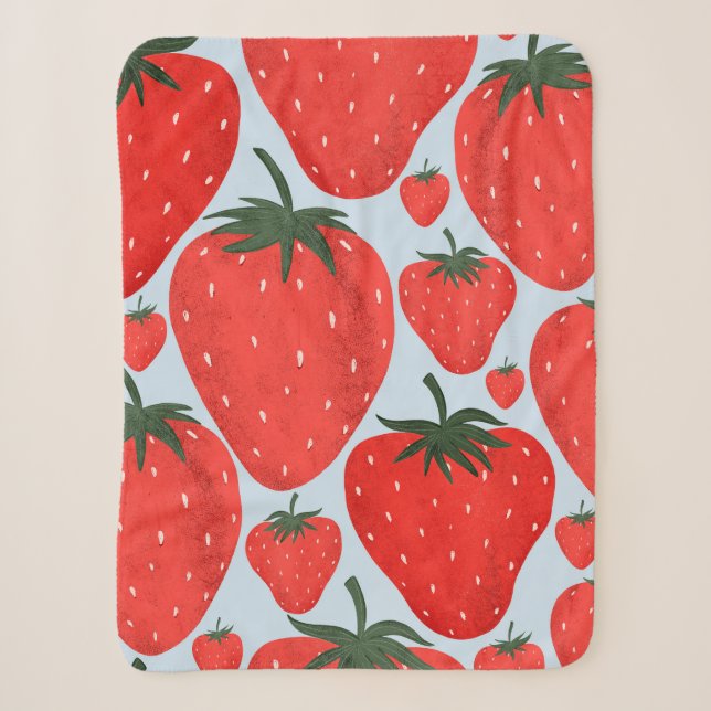 Summer pattern with strawberries isolated on light sherpa blanket (Front)