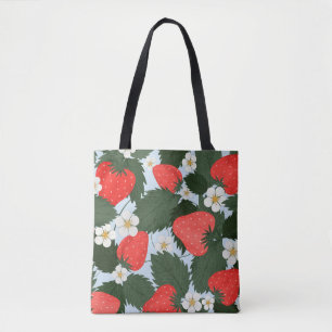 Summer pattern with strawberries. Strawberries lea Tote Bag