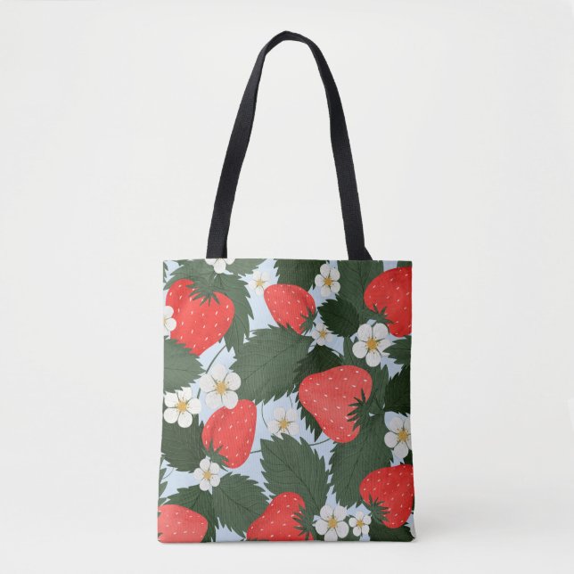 Summer pattern with strawberries. Strawberries lea Tote Bag (Front)