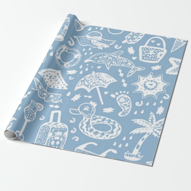 Summer pattern wrapping paper (Unrolled)