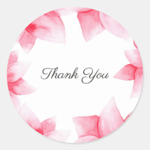 Summer Peach Coral Watercolor Floral Wedding Favou Classic Round Sticker