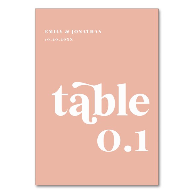 Summer Peach Sunset Wedding Table Number (Front)