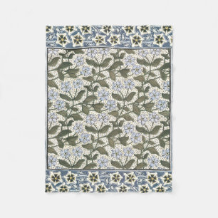 Summer Periwinkle Flower Art Nouveau Botanical Fleece Blanket