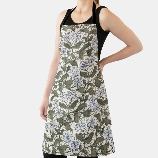 Summer Periwinkle Flower Pretty Elegant Floral Apron (Insitu)