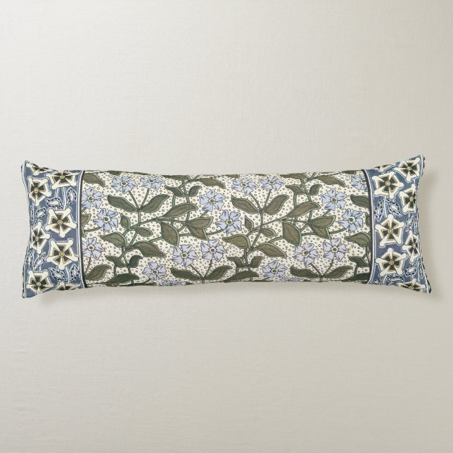 Summer Periwinkle Flower Pretty Elegant Floral Body Pillow (Back)