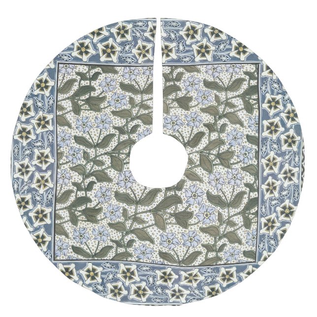 Summer Periwinkle Flower Pretty Elegant Floral Brushed Polyester Tree Skirt (Front)