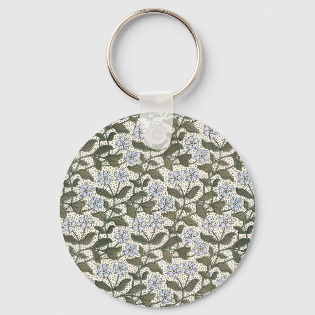 Summer Periwinkle Flower Pretty Elegant Floral Keychain (Front)