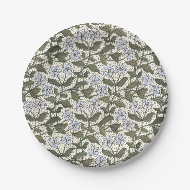 Summer Periwinkle Flower Pretty Elegant Floral Paper Plate (Front)