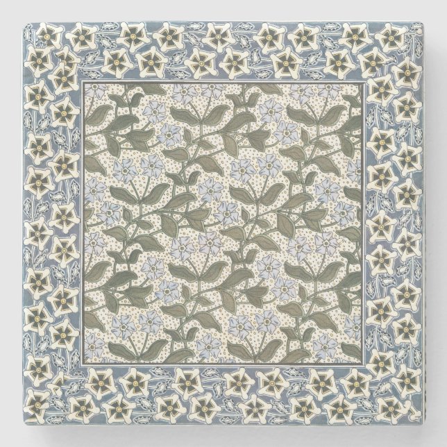 Summer Periwinkle Flower Pretty Elegant Floral Stone Coaster (Front)