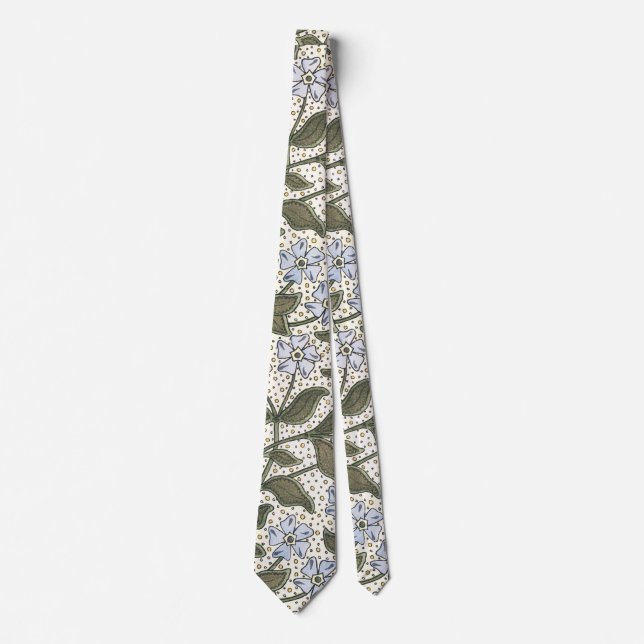 Summer Periwinkle Flower Pretty Elegant Floral Tie (Front)