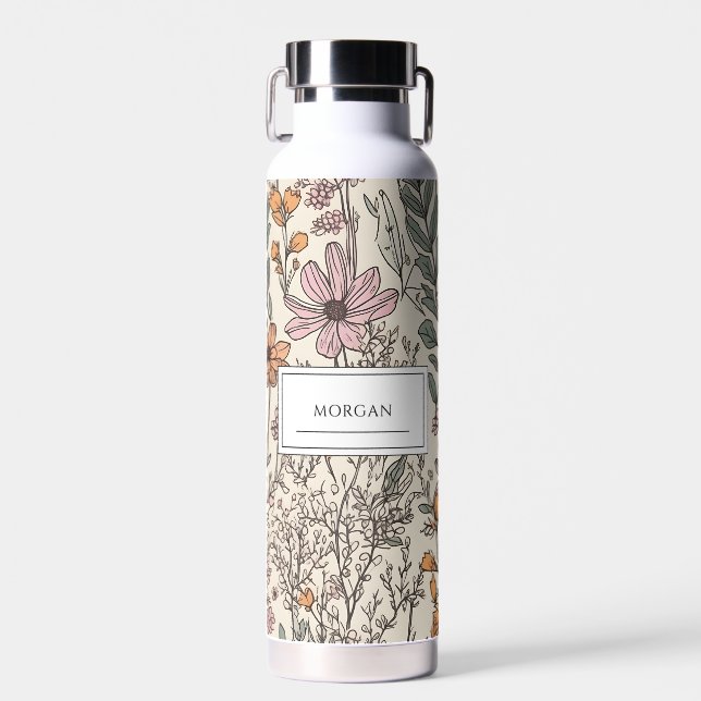 Summer Personalized Watercolor  Water Bottle (Front)