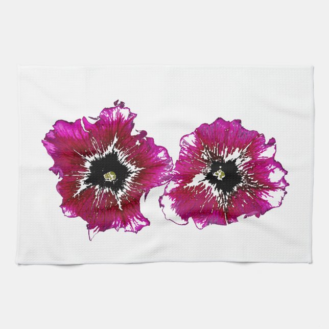 Summer Petunias Kitchen Towel (Horizontal)