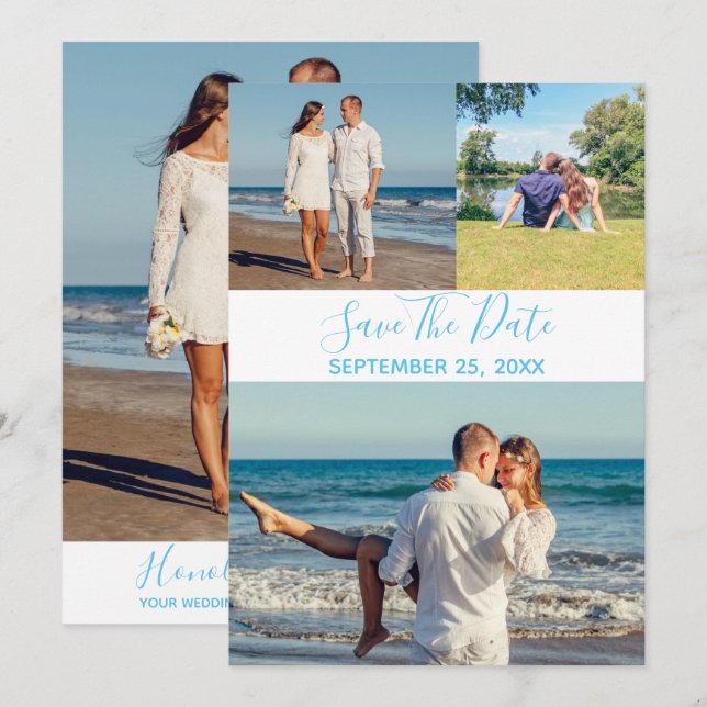 Summer Photo Collage Save The Date Card (Front/Back)