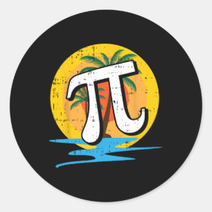 Summer Pi Day Retro Beach Math Symbols Teacher Stu Classic Round Sticker