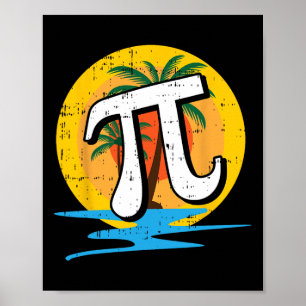 Summer Pi Day Retro Beach Math Symbols Teacher Stu Poster