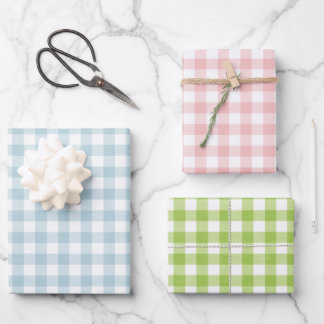 summer picnic colorful pink blue and green wrapping paper sheet