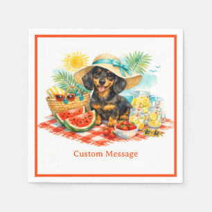 Summer Picnic Cute Dachshund Puppy Dog Personalize Napkin