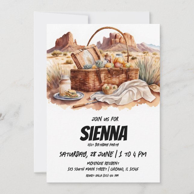 Summer Picnic desert view Invitation (Front)