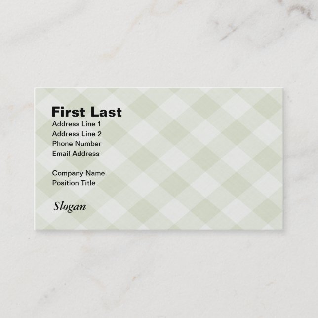 Summer Picnic Gingham Chequered Tablecloth: Green Business Card (Front)