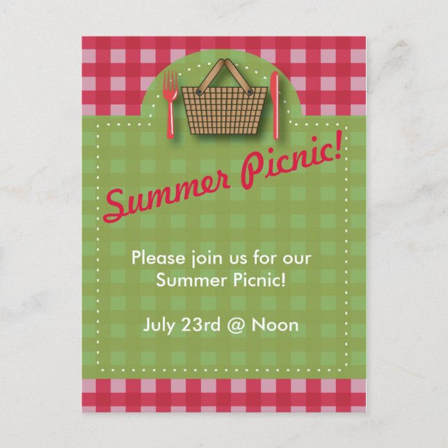 Summer Picnic Gingham Postcard (Front)