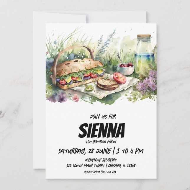 Summer Picnic meadow field view Invitation (Front)