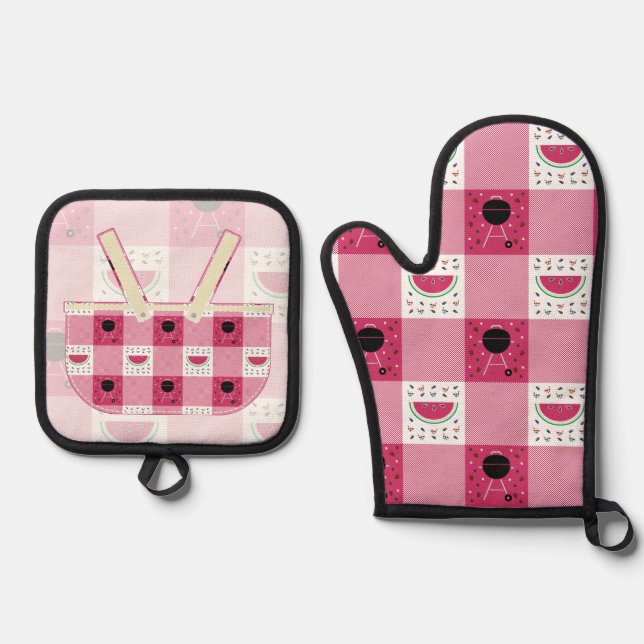Summer Picnic Oven Mitt & Pot Holder Set (Front)