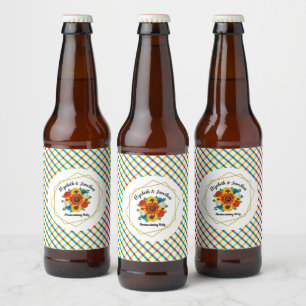 Summer Picnic Party Geometric Floral Beer Bottle Label
