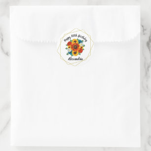 Summer Picnic Party Geometric Floral Classic Round Sticker