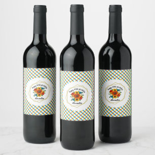 Summer Picnic Party Geometric Floral Wine Label