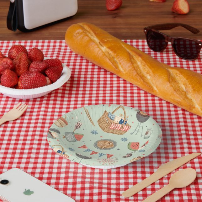 Summer Picnic Party Pattern Paper Plate (Picnic)