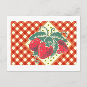 Summer Picnic Red White Chequered Tablecloth Postcard