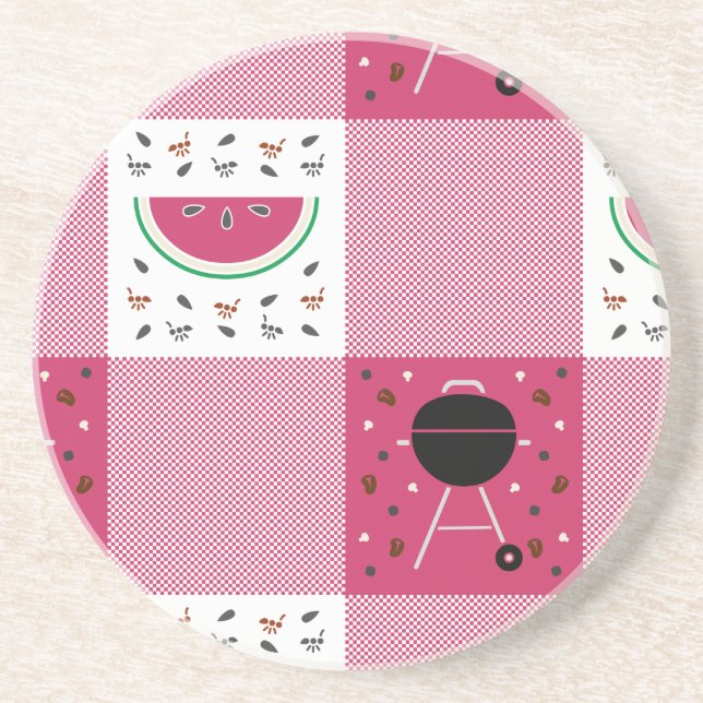 Summer Picnic Sandstone Coaster (Front)