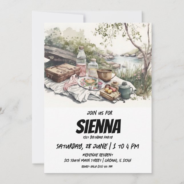 Summer Picnic water stream view Invitation (Front)
