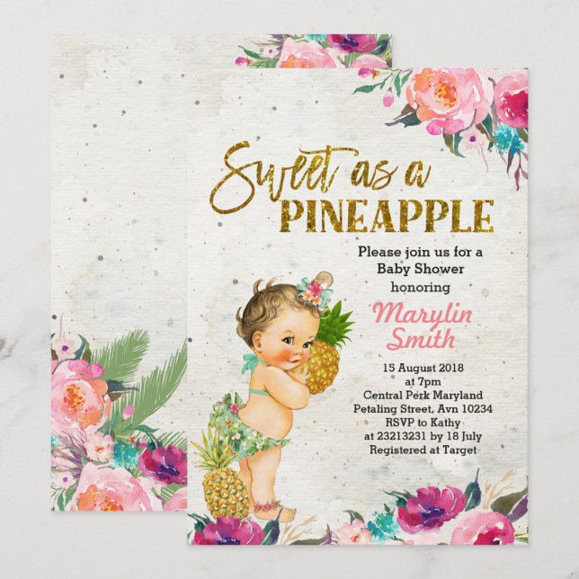 Summer Pineapple Baby Shower Invitation (Front/Back)