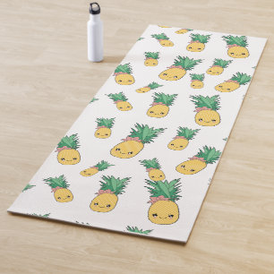 Summer Pineapple Fruit Kawaii Cute Face Yoga Mat