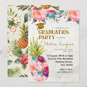Summer Pineapple Graduation Party Invitation
