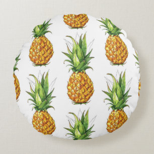 Summer pineapple pattern, seamless design. round pillow