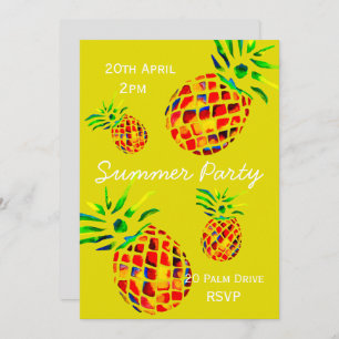 Summer pineapple picnic tropical party celebration invitation
