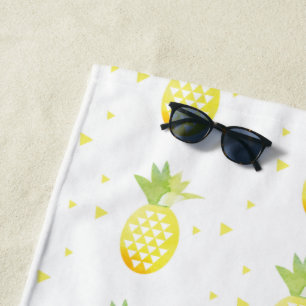 Summer Pineapple Sweet Tropical Watercolor Pattern Beach Towel