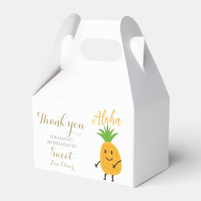 Summer Pineapple Tropical Aloha Birthday Party Favor Box (Front Side)