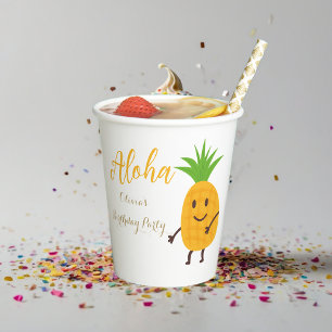 Summer Pineapple Tropical Aloha Birthday Party Paper Cups