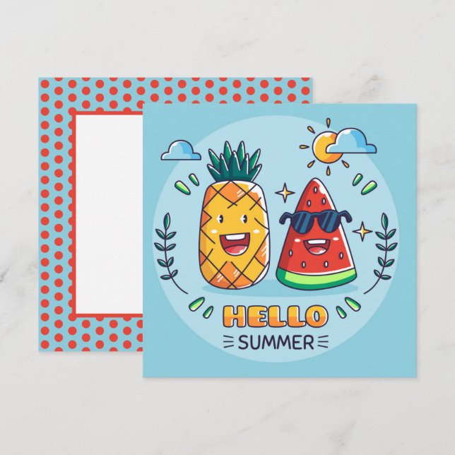 Summer Pineapple Watermelon Greeting  Card (Front/Back)
