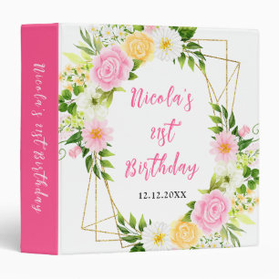 Summer Pink and Yellow Flowers Photo Album Binder