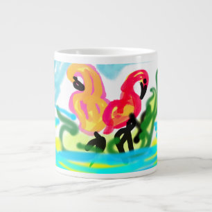 Summer pink flamingos lovely large coffee mug
