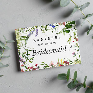 Summer pink green lavender mint floral Bridesmaid  Invitation
