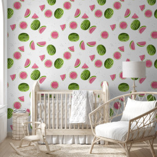 Summer Pink & Green Watermelon Pattern Wallpaper