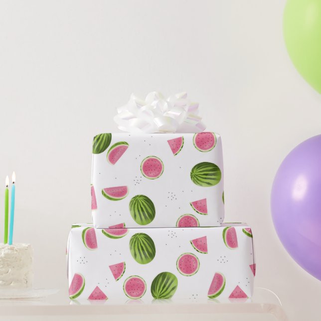 Summer Pink & Green Watermelon Pattern Wrapping Paper (Party Gifts)